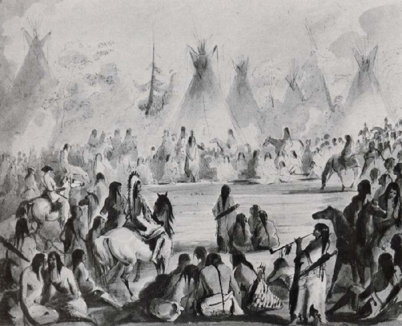 Miller, Alfred Jacob Indians Assembled in Grand Council to Hold a Talk France oil painting art